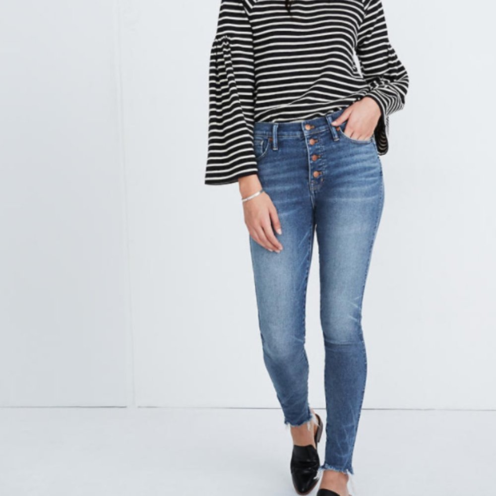 Madewell 10" High-Rise Skinny Jeans in Cordova Wash: Button-Front Edition